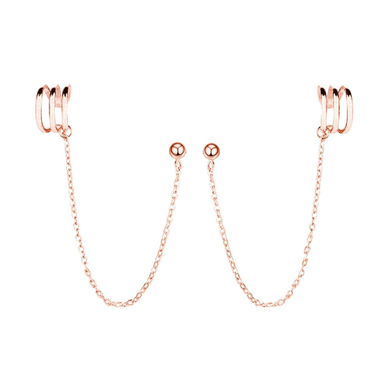 Huggie Ear Cuff Chain Earrings