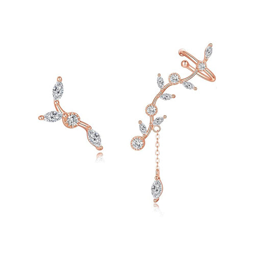 Leaf Cz Climber Earrings