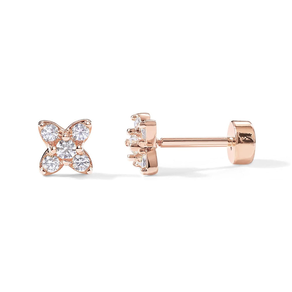 Pave 5 Stone Stud Earrings