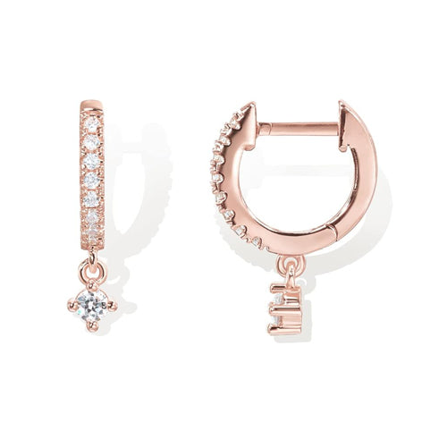 Pave Cz Drop Huggie Earrings