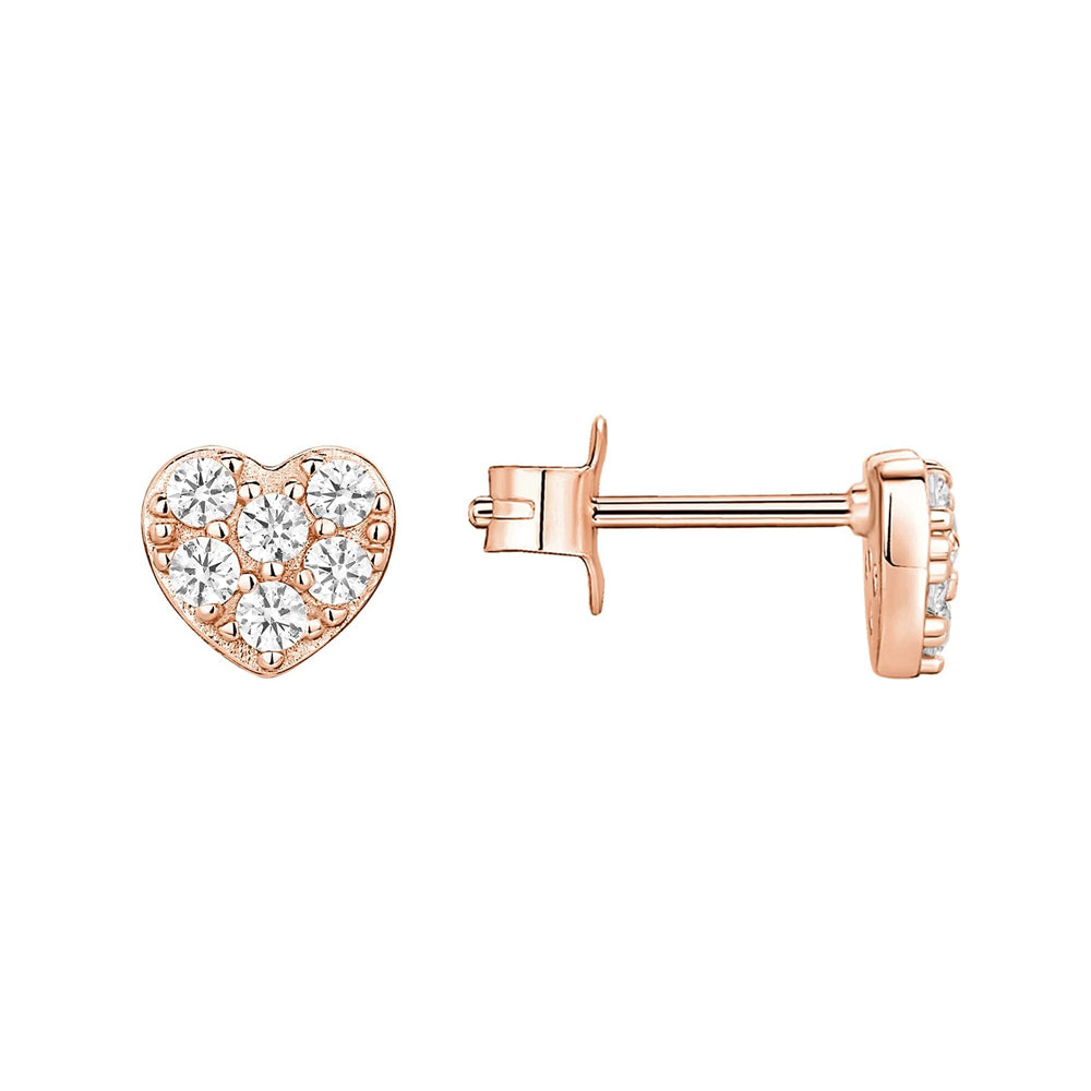 Pave Heart Stud Earrings