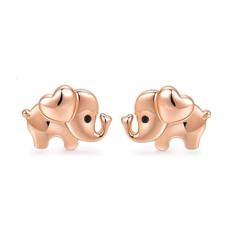 Rose Gold Elephant Stud Earrings