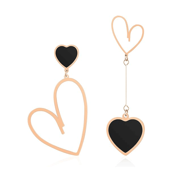 Hanging Black Heart Dangle Earrings