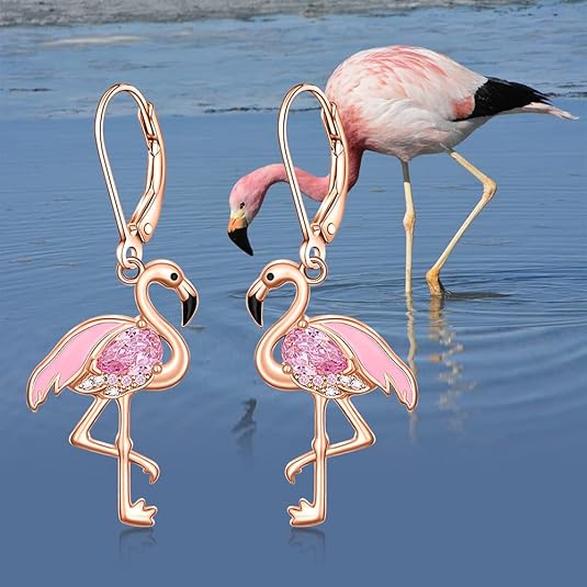 Pink Flamingo Christmas Earrings