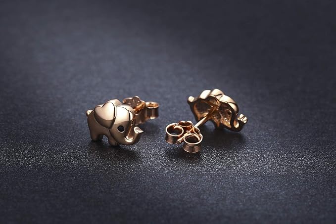 Rose Gold Elephant Stud Earrings