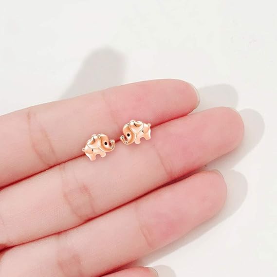 Rose Gold Elephant Stud Earrings