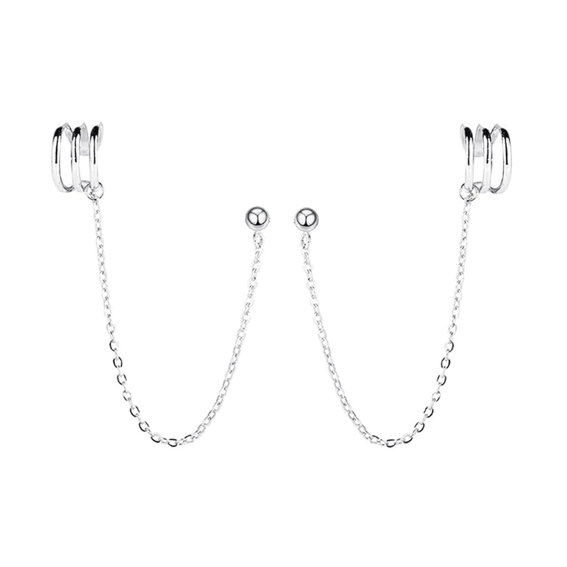 Huggie Ear Cuff Chain Earrings