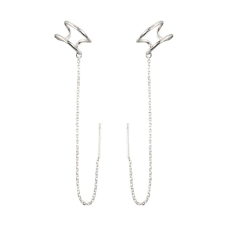 Huggie Ear Cuff Link Chain Earrings