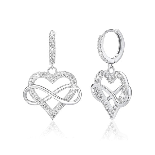 Infinity Heart Love Knot Hoop Dangle Earrings