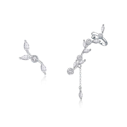 Leaf Cz Climber Earrings