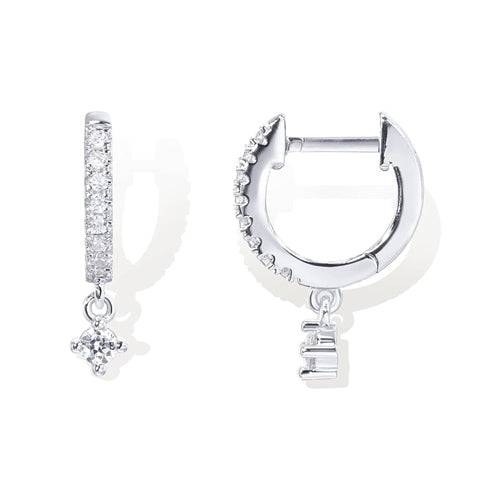 Pave Cz Drop Huggie Earrings