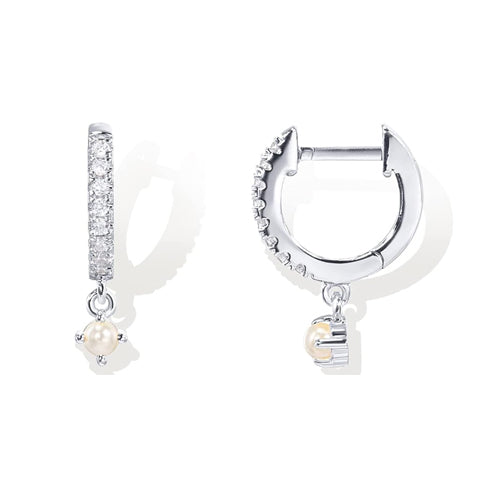 Pearl Cz Drop Earrings