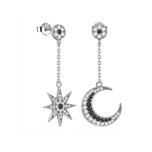 Star Moon Drop Earrings