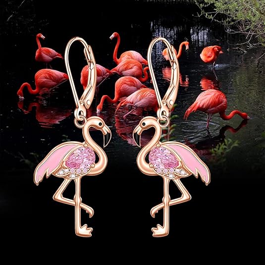 Pink Flamingo Christmas Earrings