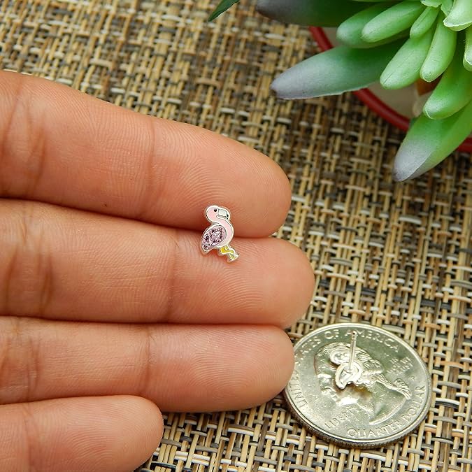 Pink Flamingo Stud Earrings