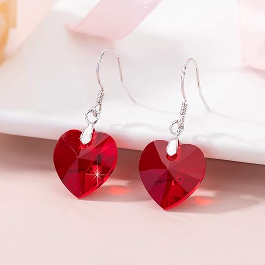 Red Heart Dangle Earrings