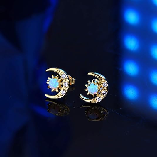 Moon Opal Stud Earrings