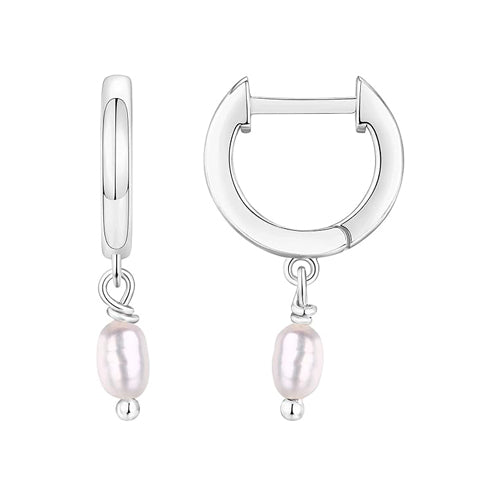 Pearl Drop Huggie Earrings