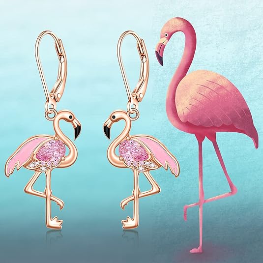 Pink Flamingo Christmas Earrings