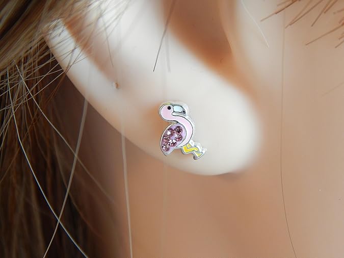 Pink Flamingo Stud Earrings