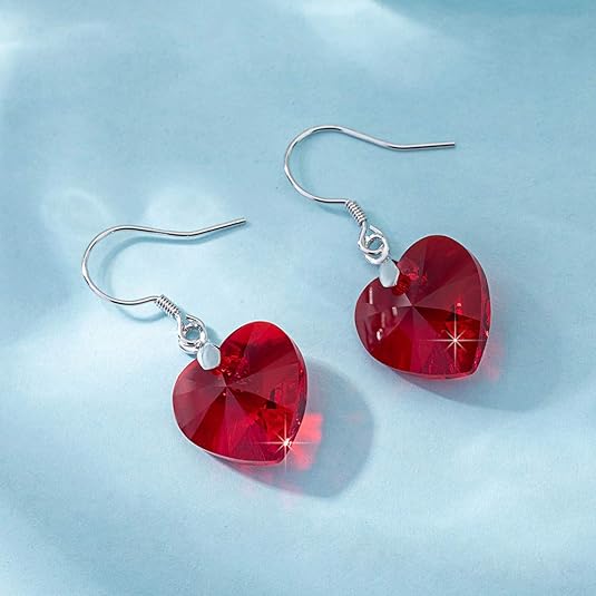 Red Heart Dangle Earrings