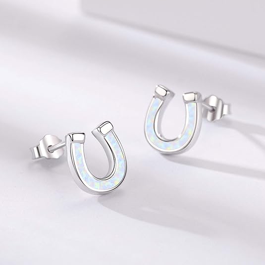 Opal Horseshoe Shaped Stud Earrings