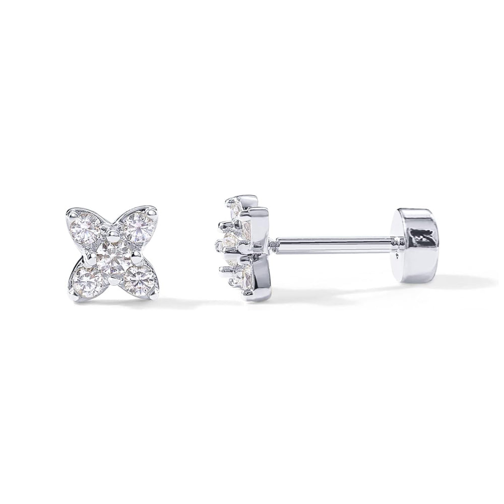 Pave 5 Stone Stud Earrings