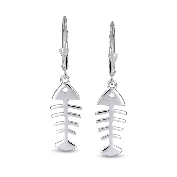 Sterling Silver Fishbone Dangle Earrings