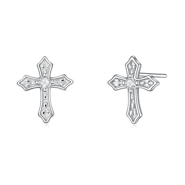 Small Cross Ear Stud Earrings