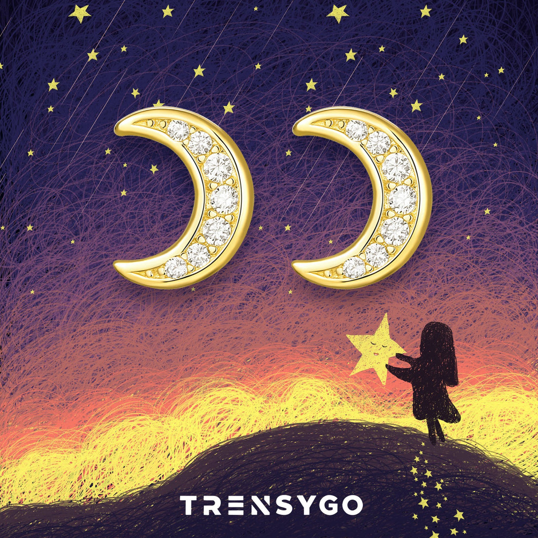 14k Gold Plated Crescent Moon Shaped Stud Earrings - Trensygo Jewelry