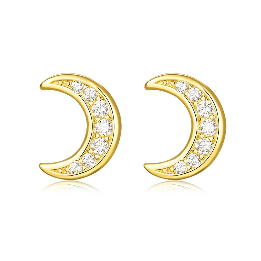 14k Gold Plated Crescent Moon Shaped Stud Earrings - Trensygo Jewelry