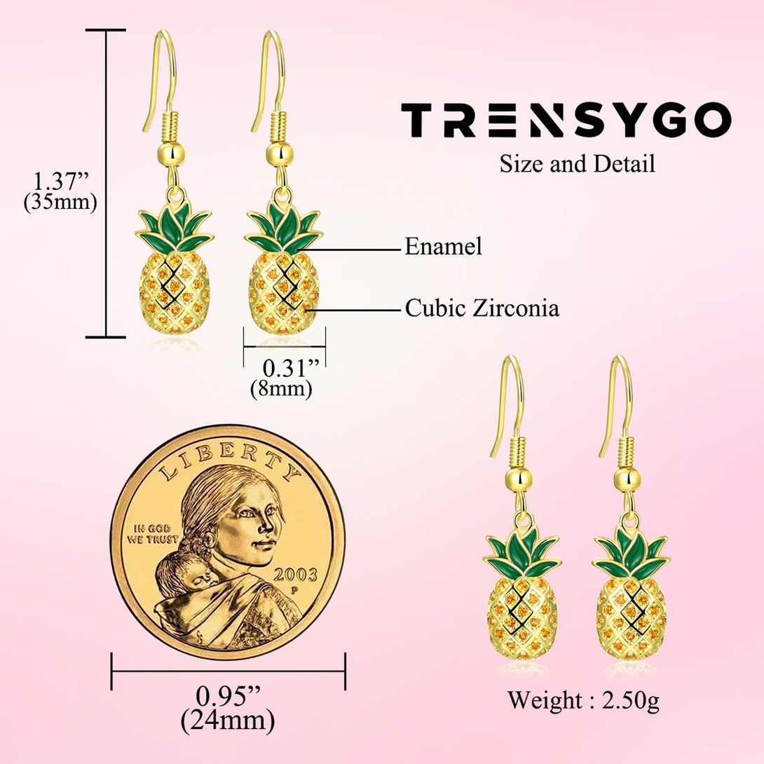 14k Gold Plated Pineapple Dangle Earrings - Trensygo Jewelry