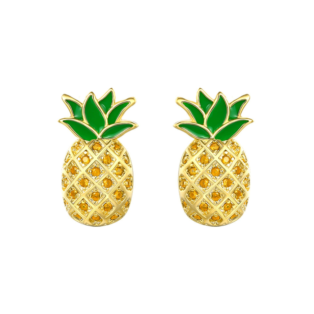 14k Gold Plated Pineapple Stud Earrings - Trensygo Jewelry