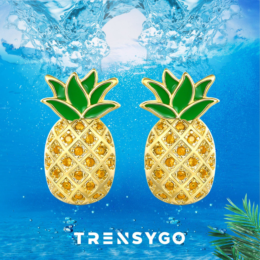 14k Gold Plated Pineapple Stud Earrings - Trensygo Jewelry