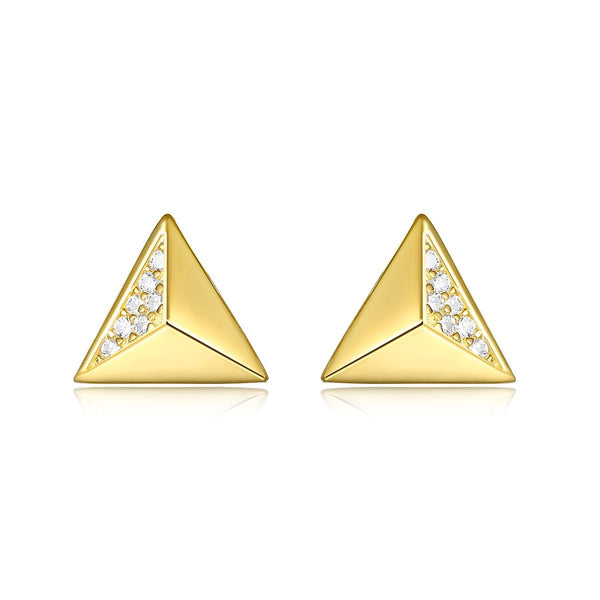 Gold Plated Sterling Silver Geometric Triangle Shaped Stud Earrings - Trensygo Jewelry