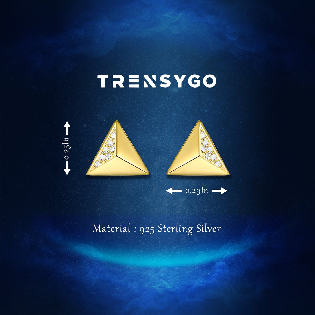 Gold Plated Sterling Silver Geometric Triangle Shaped Stud Earrings - Trensygo Jewelry