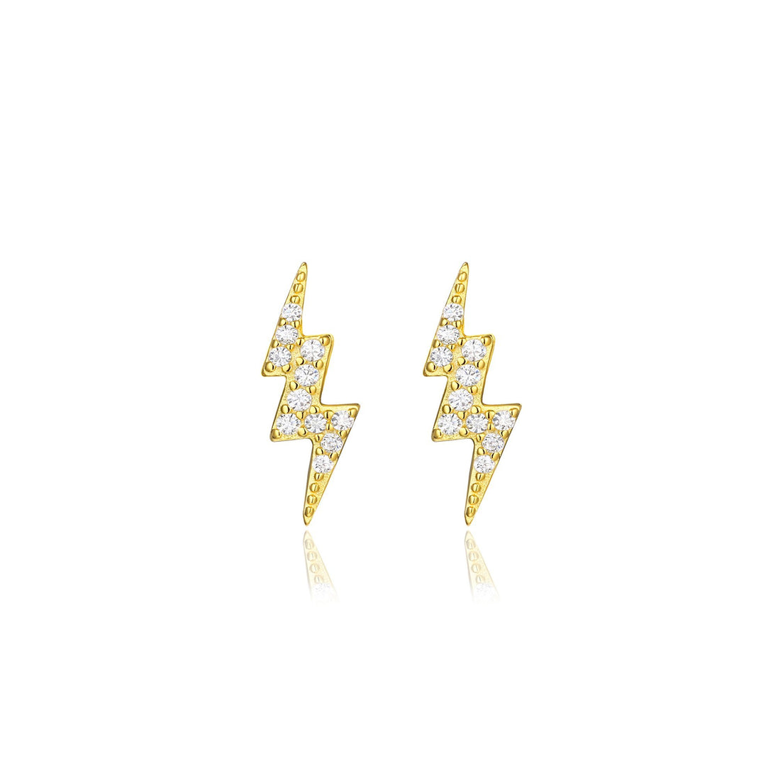 Gold Plated Thunderbolt Lighting Strike Bolt Stud Earrings For Men - Trensygo Jewelry