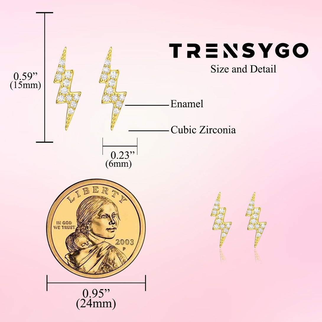 Gold Plated Thunderbolt Lighting Strike Bolt Stud Earrings For Men - Trensygo Jewelry