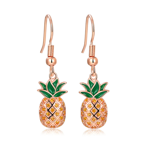 Rose Gold Pineapple Dangle Earrings - Trensygo Jewelry