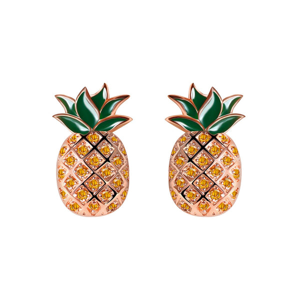 Rose Gold Pineapple Stud Earrings - Trensygo Jewelry