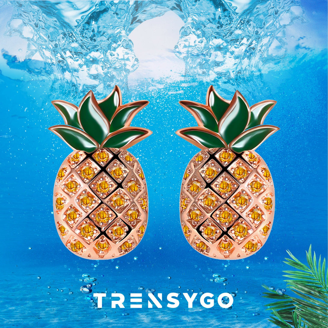 Rose Gold Pineapple Stud Earrings - Trensygo Jewelry