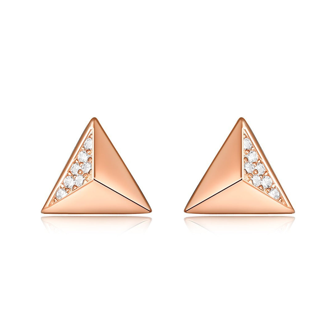 Rose Gold Sterling Silver Geometric Triangle Shaped Stud Earrings - Trensygo Jewelry