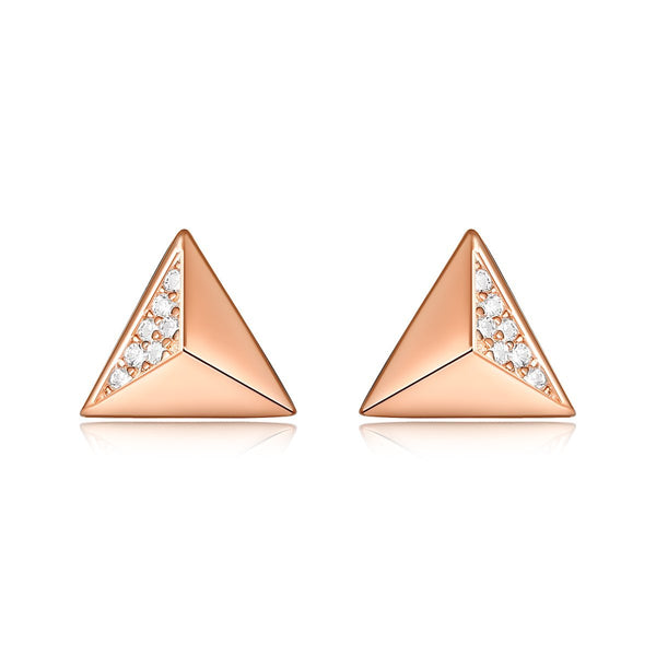 Rose Gold Sterling Silver Geometric Triangle Shaped Stud Earrings - Trensygo Jewelry