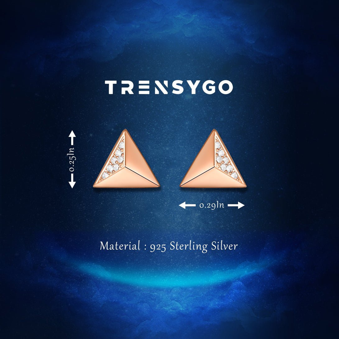 Rose Gold Sterling Silver Geometric Triangle Shaped Stud Earrings - Trensygo Jewelry