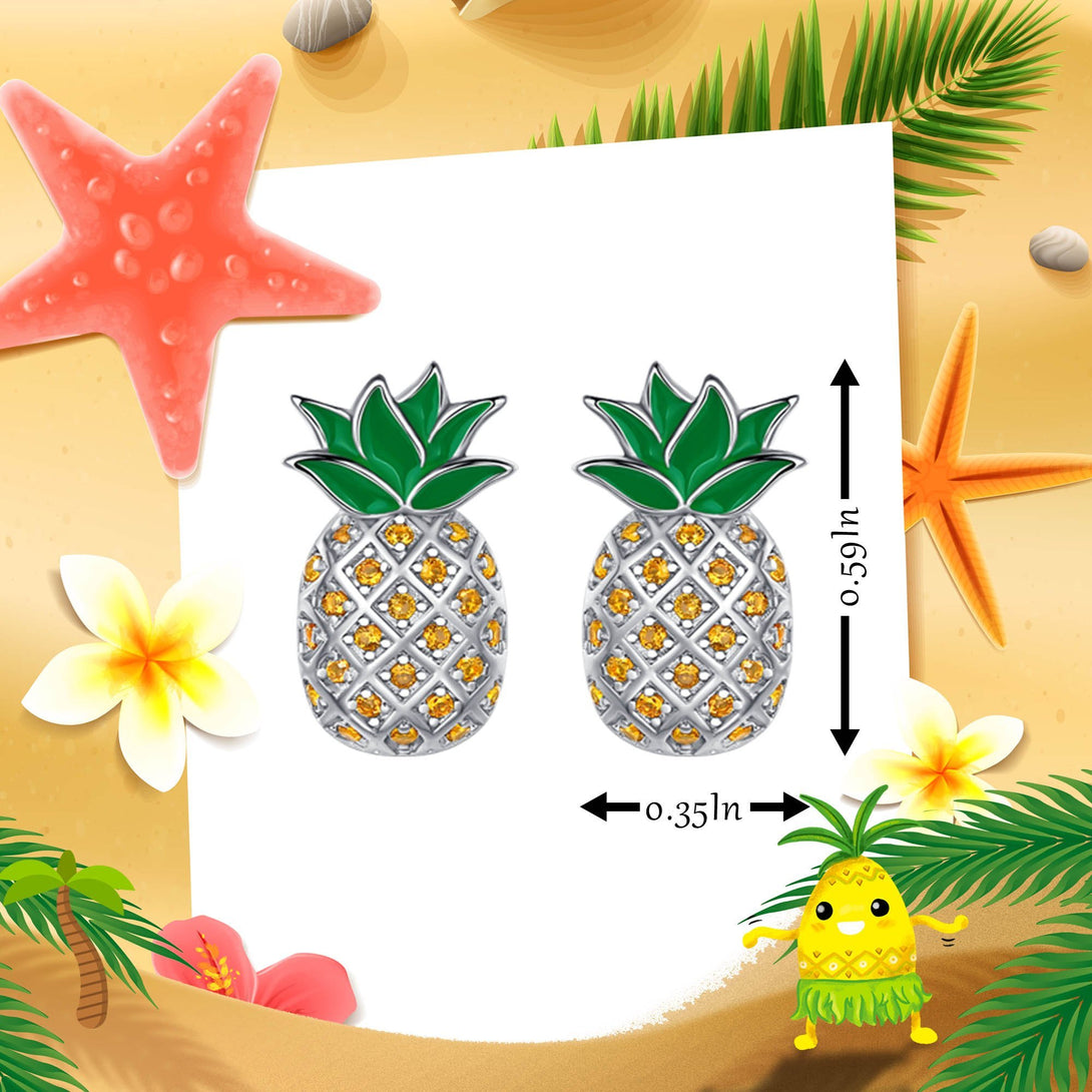 White Gold Pineapple Stud Earrings - Trensygo Jewelry